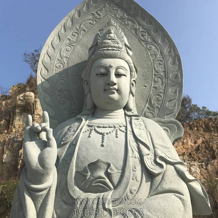 景区户外摆放砂岩石雕刻滴水观音佛像博鱼网页版