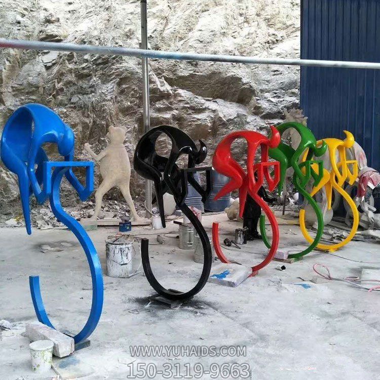 校园广场景观不锈钢抽象骑自行车人物运动博鱼网页版