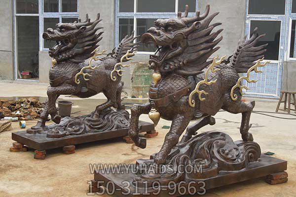 麒麟博鱼网页版-户外广场大型景观不锈钢仿铜麒麟博鱼网页版