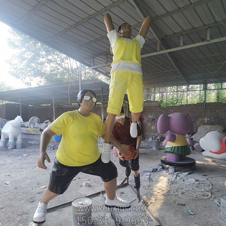 校园广场玻璃钢卡通人物打篮球景观博鱼网页版