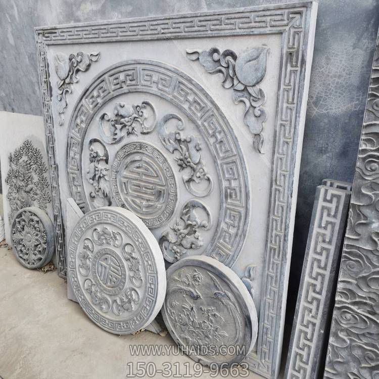 四合院围墙装饰青石浮雕五福壁画博鱼网页版