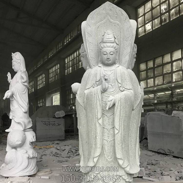 花岗岩雕刻三门观音佛像景区寺庙摆件博鱼网页版