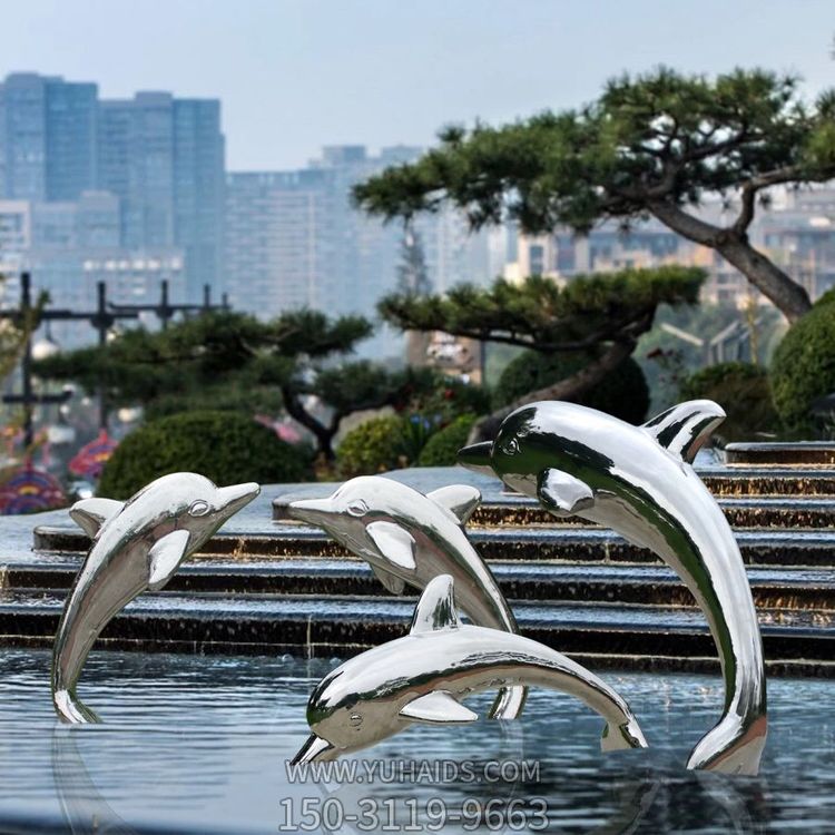 喷泉水景摆件不锈钢镜面海豚博鱼网页版