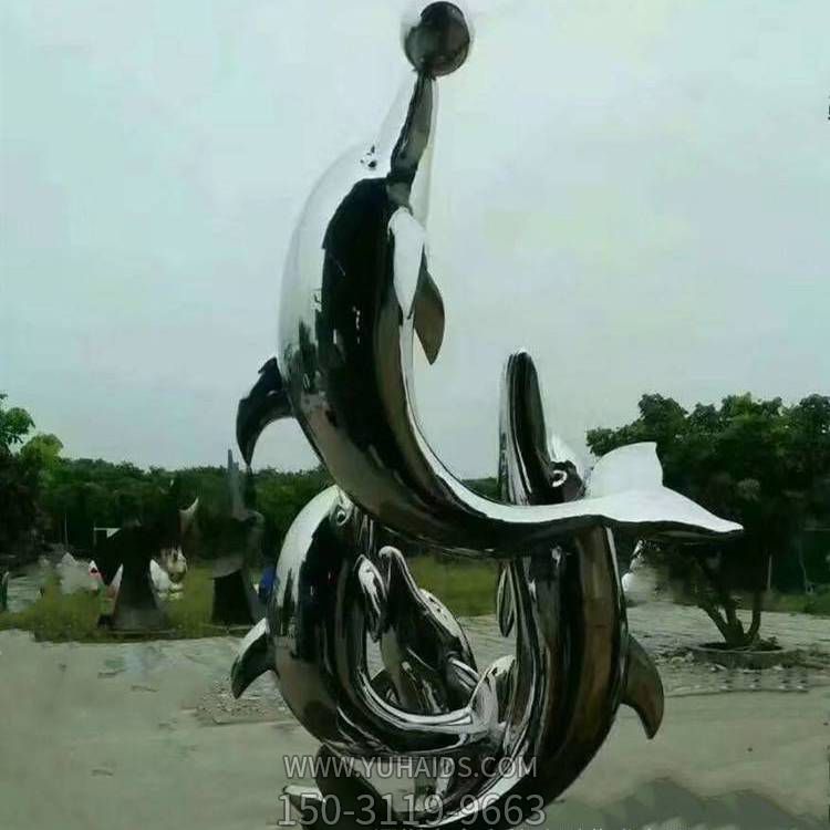 户外广场水景不锈钢镜面海豚景观博鱼网页版