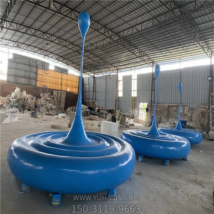 玻璃钢喷漆蓝色创意水滴楼盘户外装饰景观博鱼网页版