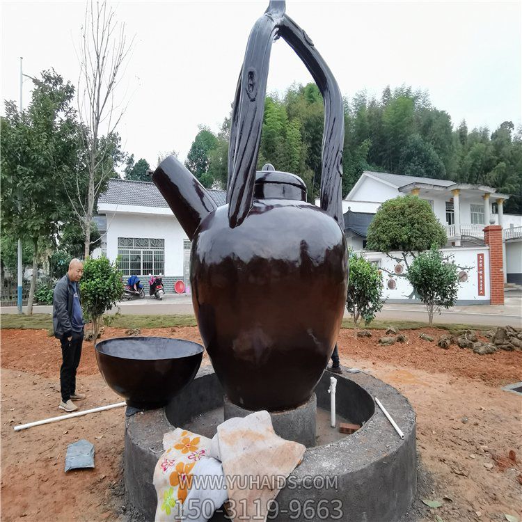 玻璃钢仿铜户外广场园林景观茶壶茶碗博鱼网页版摆件