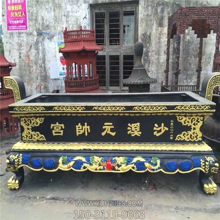 景区寺院摆放露天漆金铸铁香炉鼎博鱼网页版
