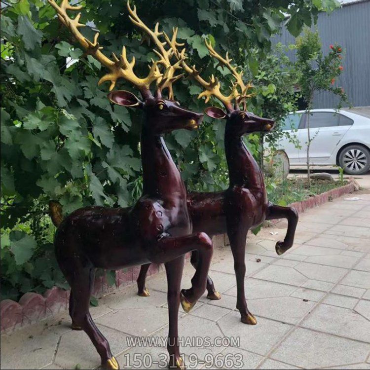 户外街道玻璃钢仿铜梅花鹿博鱼网页版