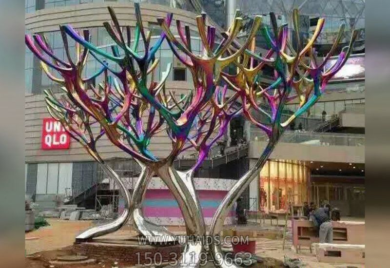 商业街摆放不锈钢抽象树枝博鱼网页版