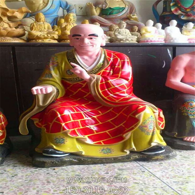 玻璃钢彩绘穿着袈裟的寺庙供奉佛像十八罗汉博鱼网页版