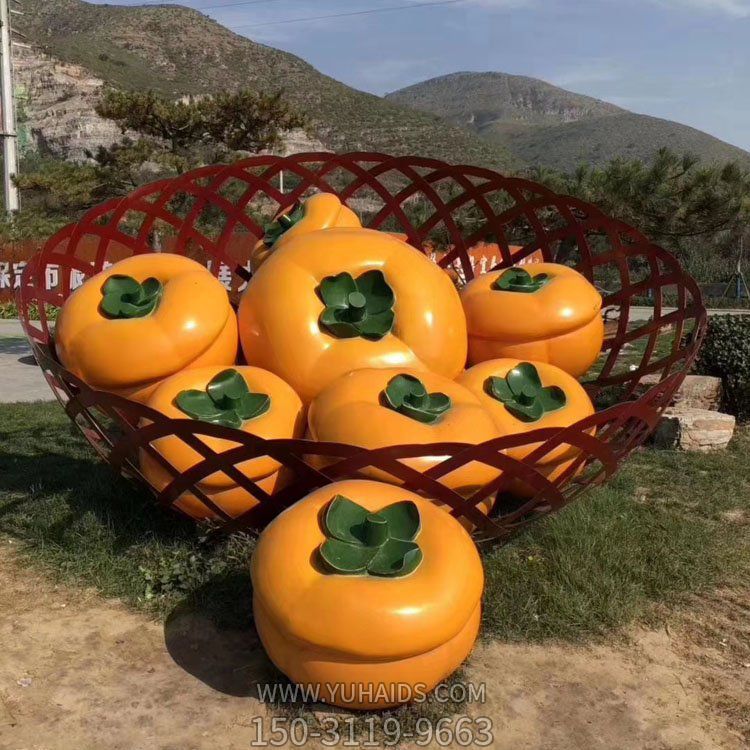 农场采摘园摆放玻璃钢仿真水果柿子水果篮博鱼网页版