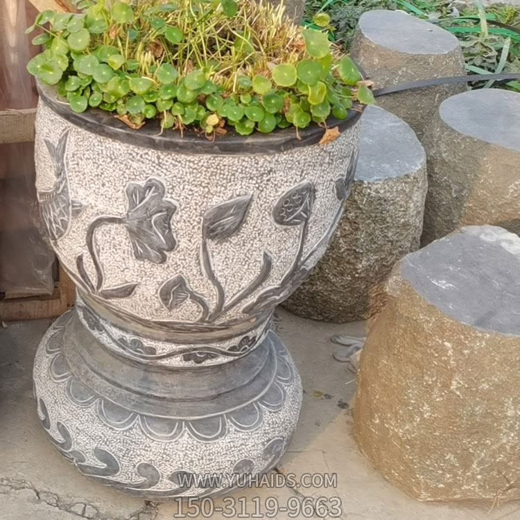 庭院摆放中式青石花岗岩栽花石盆花钵博鱼网页版