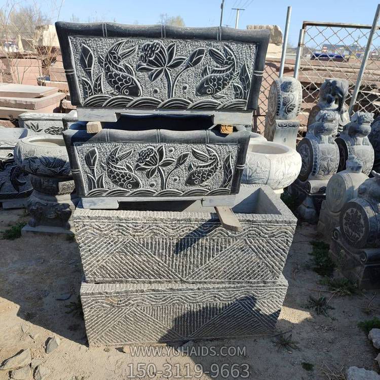 青石老石槽荷花缸户外庭院家用石缸方形水槽博鱼网页版