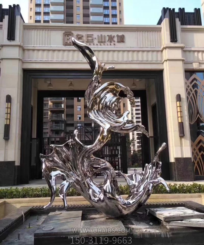 小区门口装饰一朵不锈钢镜面海浪浪花博鱼网页版