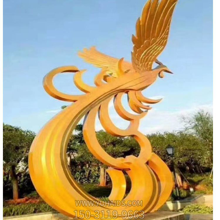 广场大型不锈钢抽象凤凰博鱼网页版 户外园林摆件