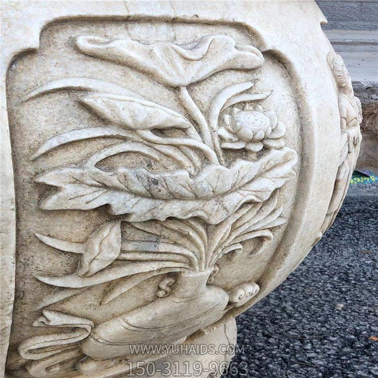 汉白玉石雕水缸细节展示博鱼网页版