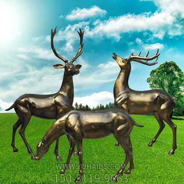 户外园林玻璃钢仿铜梅花鹿博鱼网页版