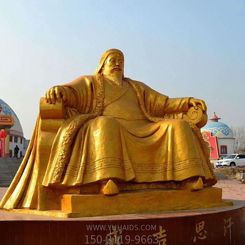 漆金中国古代著名军事家世界名人铜雕成吉思汗博鱼网页版
