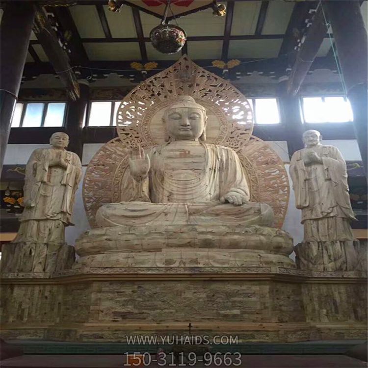 寺庙大型神佛景观大理石石雕三宝佛博鱼网页版