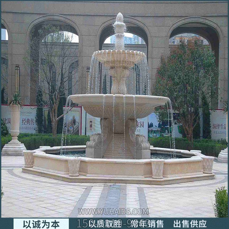 别墅晚霞红石雕欧式多层喷泉水景博鱼网页版