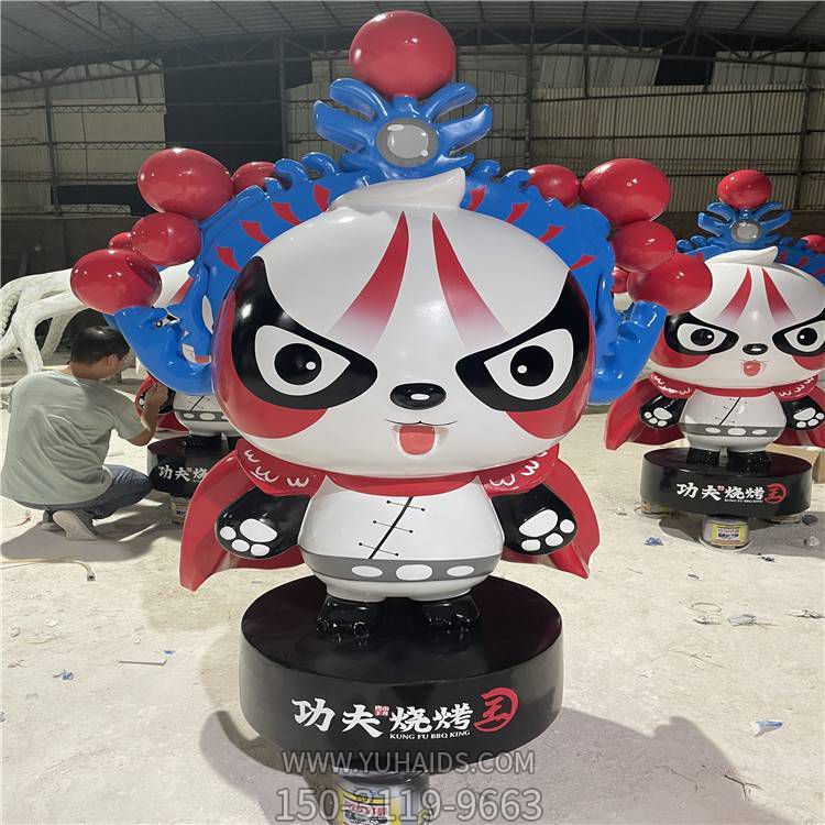 饭店摆放玻璃钢彩绘卡通京剧熊猫店铺吉祥物博鱼网页版
