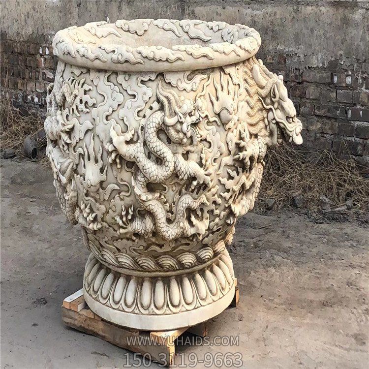 龙纹水缸汉白玉仿古石缸博鱼网页版