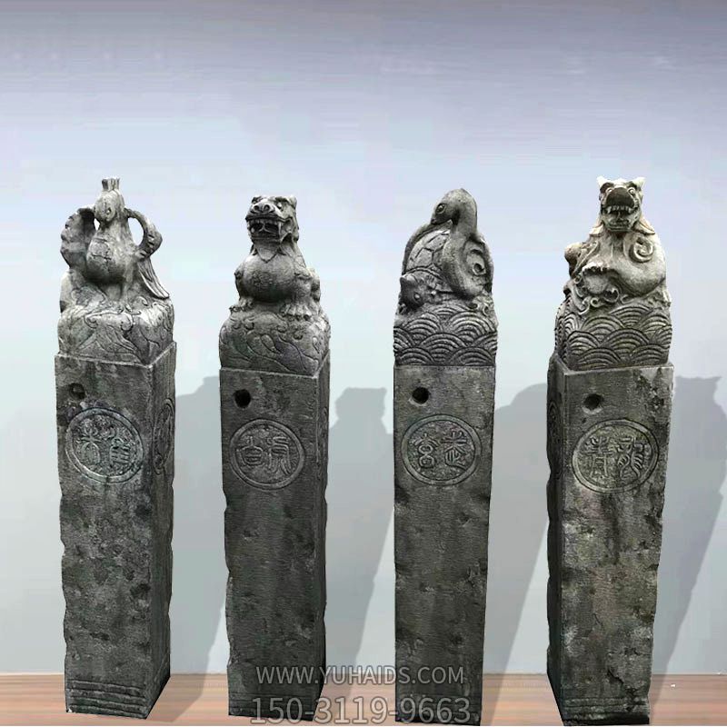 仿古做旧四大神兽镇宅拴马柱博鱼网页版