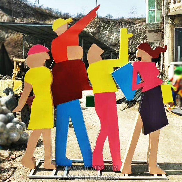 商场户外摆放抽象不锈钢剪影购物人物博鱼网页版