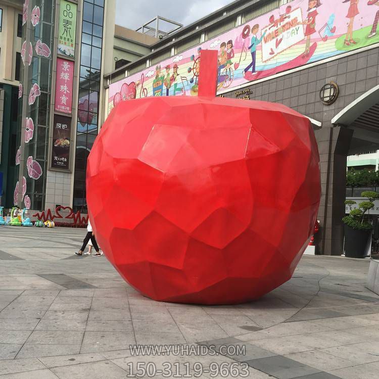 大型玻璃钢几何切面苹果博鱼网页版城市广场景观小品