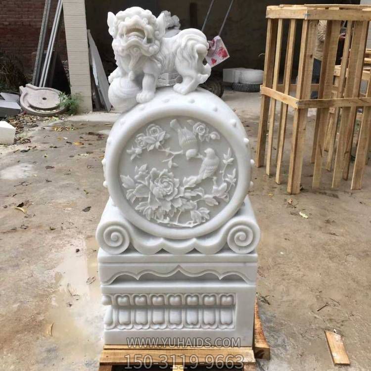 庭院别墅石雕柱墩 莲花瑞兽石雕石凳石桌博鱼网页版