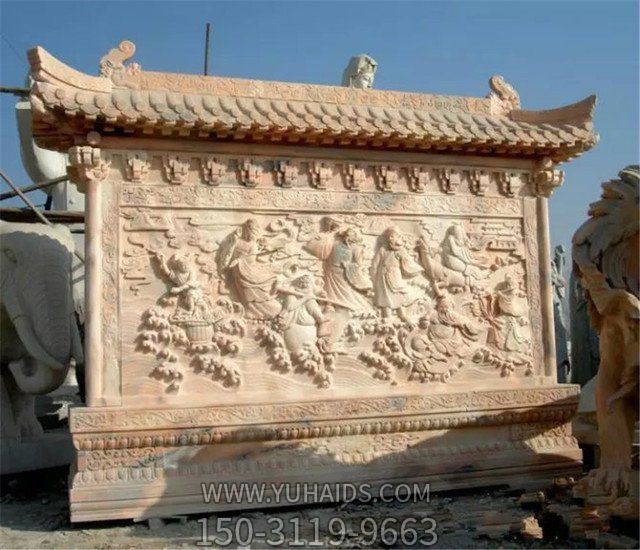 石雕影壁墙 大理石壁画仿古石雕建筑博鱼网页版