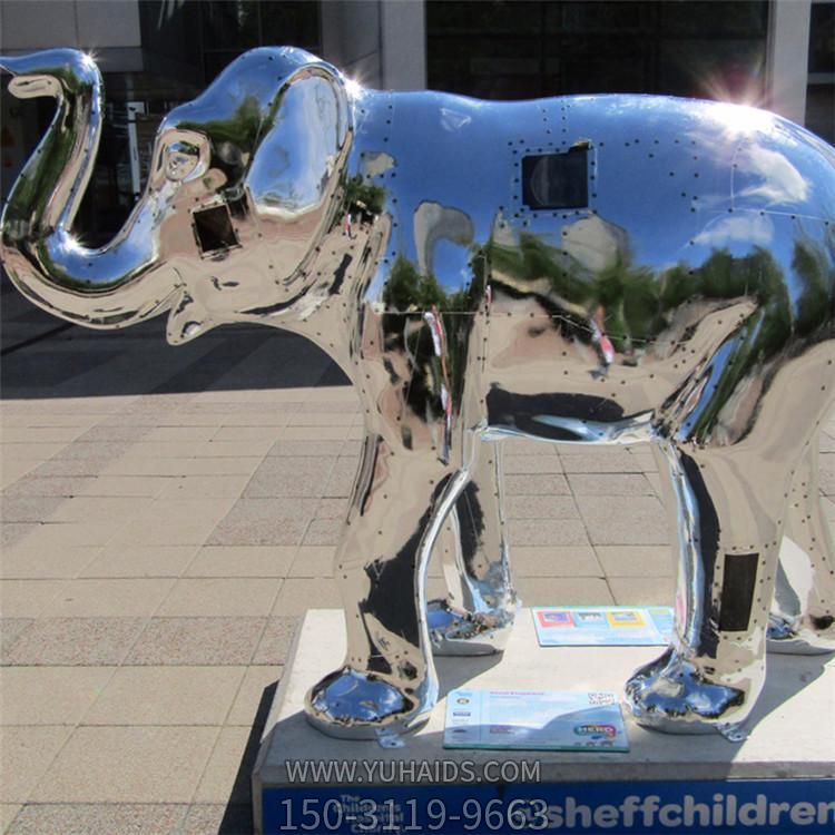 广场摆放镜面不锈钢小象雕像博鱼网页版