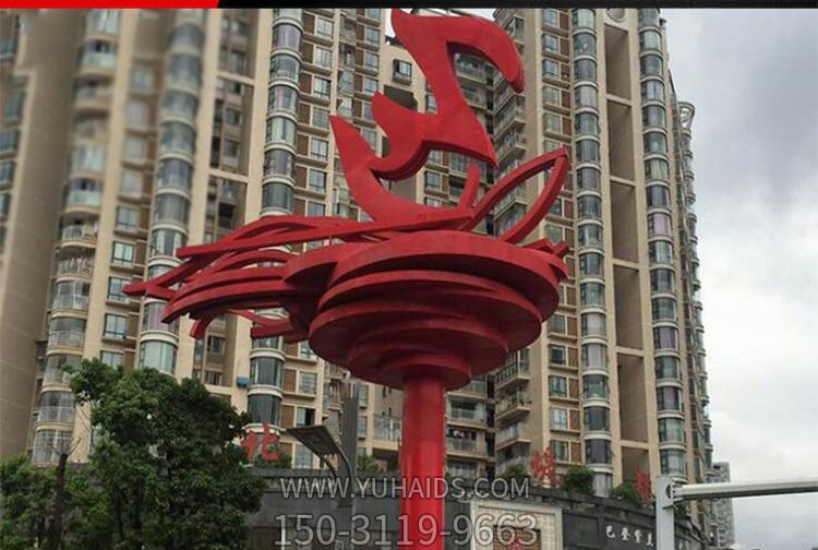 小区园林摆放红火抽象不锈钢火苗博鱼网页版