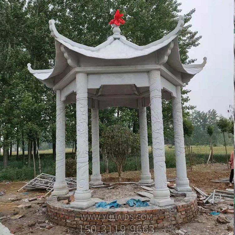 户外景区大理石石雕大型景观六角凉亭博鱼网页版