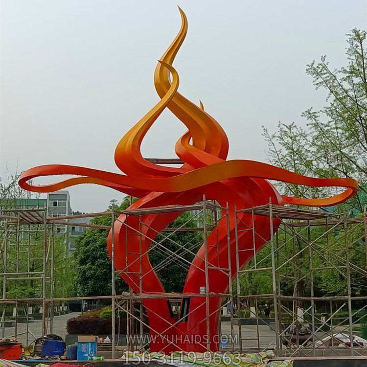 不锈钢火焰火苗博鱼网页版 小区大型景观火炬造型摆件