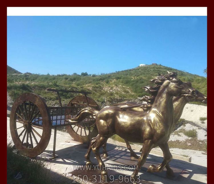 景区广场摆放铸造黄铜马车博鱼网页版