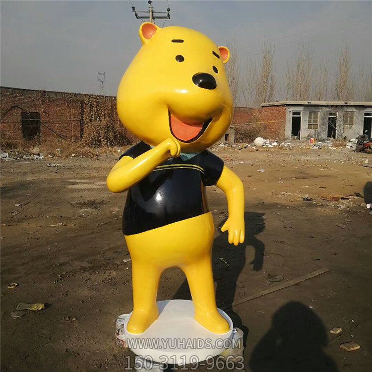 玻璃钢卡通熊博鱼网页版 商场美陈装饰卡通维尼熊摆件