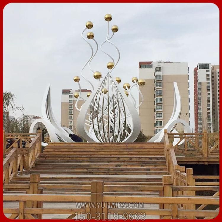 小区花园摆放大型不锈钢荷花景观博鱼网页版