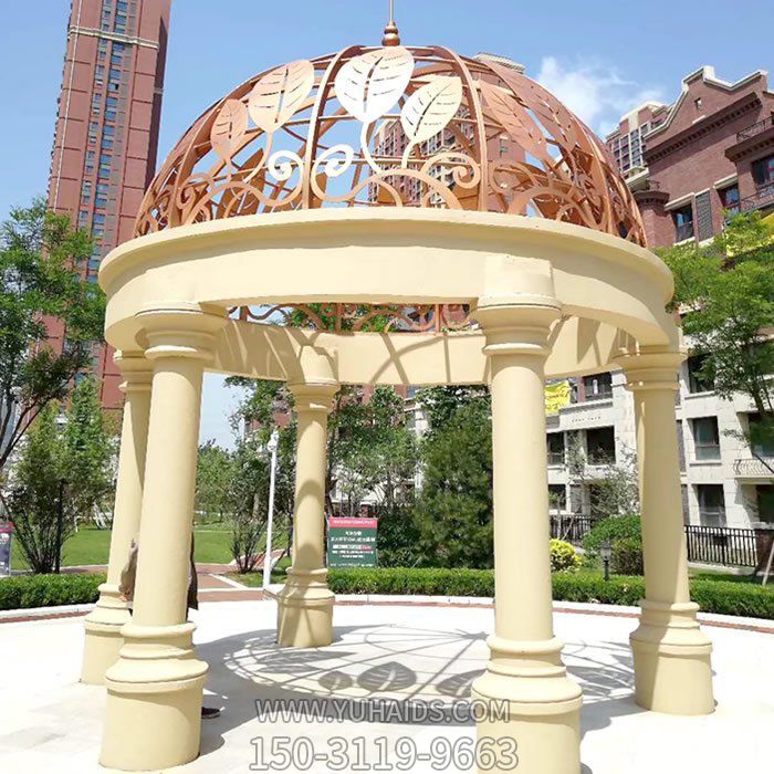 小区装饰大理石雕刻欧式铁艺圆顶造景摆件博鱼网页版