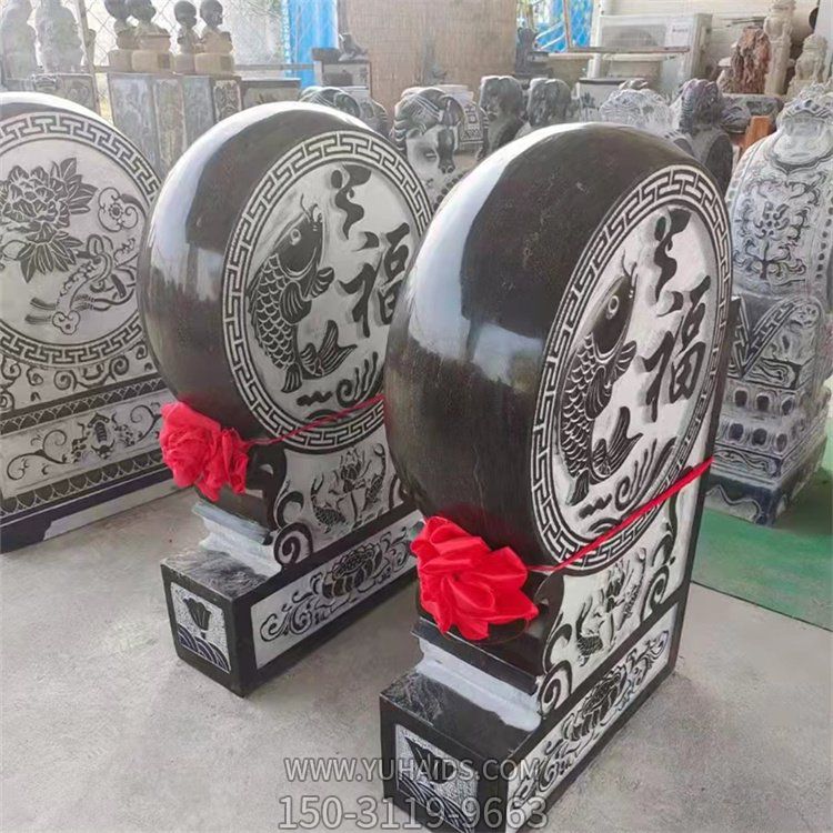 青石石雕庭院门口一对抱鼓石博鱼网页版