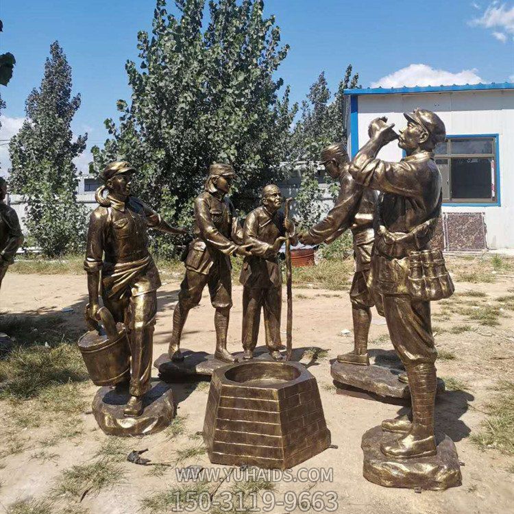 军民一家亲玻璃钢仿铜人物情景博鱼网页版