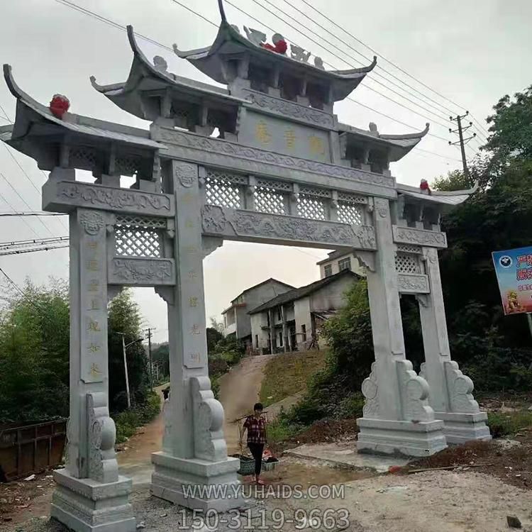 出口景区公墓摆放青石雕刻门牌坊博鱼网页版