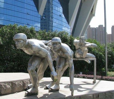 商场户外摆放抛光不锈钢跨栏运动主题博鱼网页版