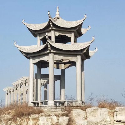 景区山顶装饰双层顶仿古青石凉亭