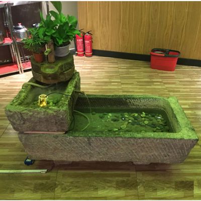 石槽石头鱼缸花盆石缸水槽庭院阳台流水景观组合牛马猪槽石磨摆件