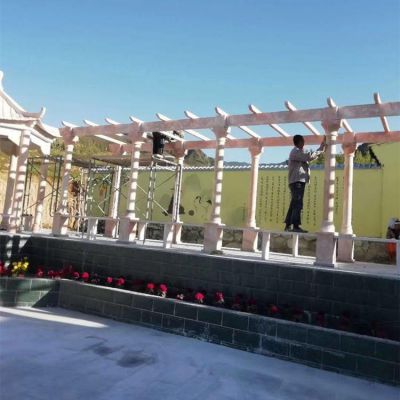 小区广场摆放古建长廊石亭子葡萄架大理石博鱼网页版