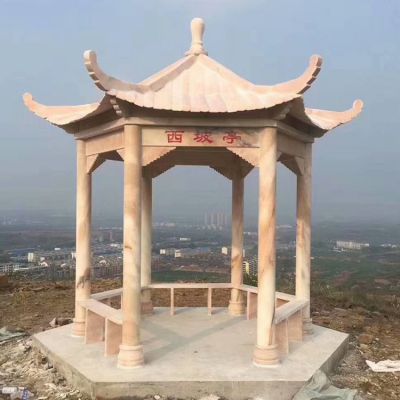 晚霞红大理石四大公园户外凉亭博鱼网页版