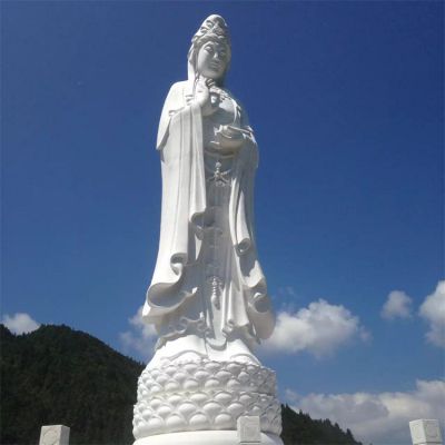 天然优质汉白玉浮雕南海观音寺院大型石佛像