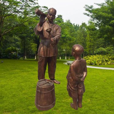 庭院户外民俗打酱油的人物景观摆件