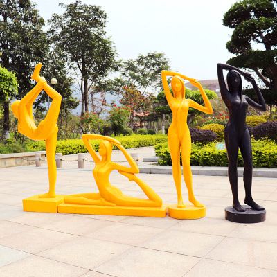 学校广场摆放抽象瑜伽运动主题玻璃钢博鱼网页版